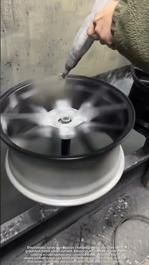 Industrial powder coating on alloy wheel