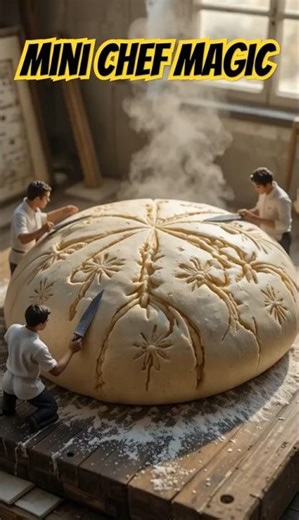 Tiny Worker Bakes a Colossal Bread Loaf – Mini Chef Magic in Giant Kitchen!