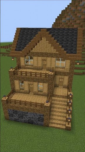 🏡 Level up your survival world with this cozy 2-story Oak House! ✨#minecraft #minecraftbuild #house