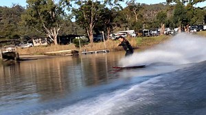 Learning to side slide on the 2021 Radar Delirium Graphite with Team Skier Bejay Mitchell. Started off with no fin in the ski and the boots all the way forward on the new 2021 hole pattern. This helped alot to get the feel of it sliding and the boot position to allow Roy to put more weight on the front of the ski. Once getting the feel for sliding added the fin back in and started to lightly jump into the slide. | Trojan Wake Ski and Snow