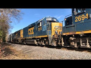 Slug & Mate On 6 Locomotive Train! CSX Train Passes Then Suddenly NS Train Passes Same RR Crossing