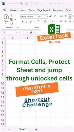 First Steps in Excel on Instagram: "🔒 05 – Excel Shortcut Challenge: Lock Cells Faster ⚡ | Excel for Beginners Think you can protect a spreadsheet without clicking through menus? 😅 Try these 3 shortcuts as you watch and see how much faster locking cells becomes! 👇💚 ✔️ Check Lock Status Instantly — Ctrl + 1 Open Format Cells in one move to check whether a cell is locked or unlocked. Perfect for prepping your sheet before protection ⚙️✨ ✔️ Protect Sheet Fast — Alt + R + P + S Jump straight to