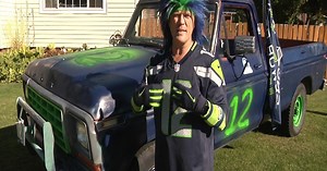 "Hawkman" David Douglas brings Seahawks spirit to Ellensburg