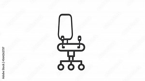 Animated seats linear icons. Living room furniture. Office chair. Dining room set. Seamless loop HD video with alpha channel on transparent background. Outline motion graphic animation