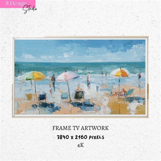 Beach Frame TV Art Landscape Colorful Abstract – 4K (3840 X 2160) | Summer Coastal Ocean Samsung Instant Digital Download - Etsy
