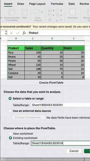 How to create pivot table in Excel #youtube #excel #exceltips #trendingshorts #reels #viral