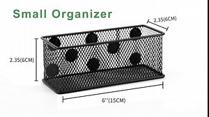 Neudeco Magnetic Locker Organizer and Accessories, Wire Mesh Magnetic Storage Basket, Magnetic Holder for Dry Erase Markers, Strong Magnet Pen Holder for Fridge School, Pack of 3, Black