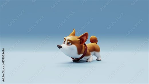3D animation of a playful corgi dog biting. Perfect for pet-related content, animations, and projects.
