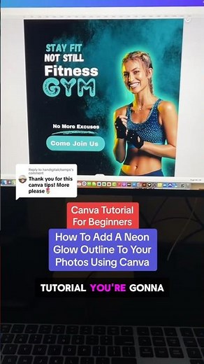 Canva Design Hack - How To Add A Neon Glow Outline To Photos Using Canva #shorts