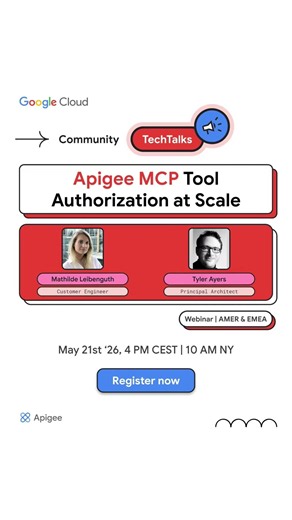 Upcoming🚀Build your AI & MCP Control Tower with Apigee.Reserve your spot https://goo.gle/4diRg2z