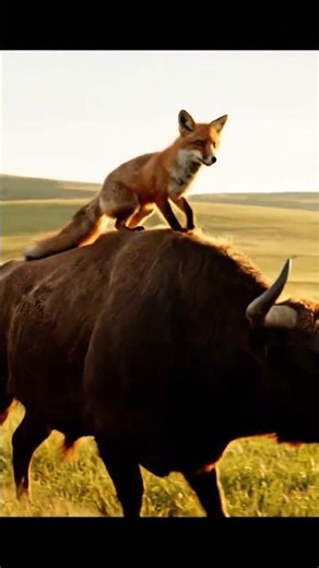 Fox Rides Wild Bull Gently Kicks Fox Off | Funny AI Animal Short | Ease Loop
