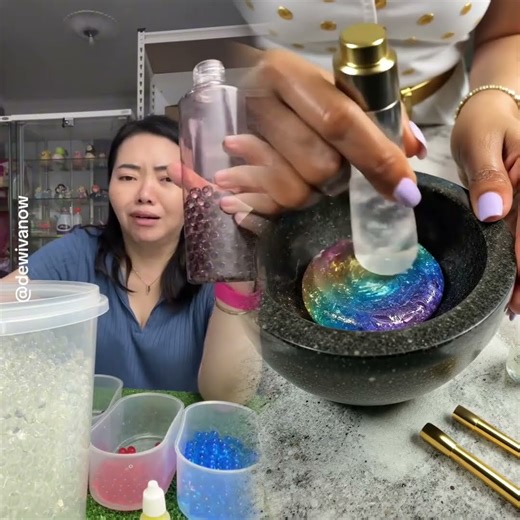 Warna merah+biru kok jadi hitam? #dewivanow #diy mixingcolor #orbeez #watergel #waterbeads