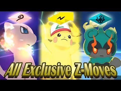Pokemon Ultra Sun & Ultra Moon - All Sun & Moon Exclusive Z-Moves! (1080p HD)