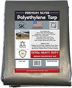 Silver Extra Heavy Duty 16 Mil Poly Tarp Canopy/Cover/Industrial/Agricultural 12x16