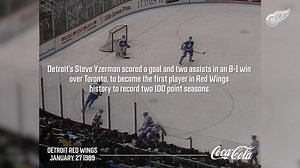 21K views · 996 reactions | Jan. 27, 1989: Steve Yzerman becomes the first player in #RedWings history to record two 100-point seasons.  #OTD presented by Coca-Cola | Detroit Red Wings | Facebook