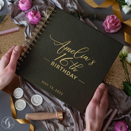 Custom Birthday Guest Book 18th 21th 30th 40th, 50th, 60th, 70th. Polaroid Instax Photo Guestbook Velvet Signature Book - Etsy