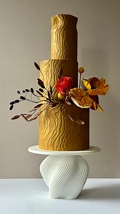 Autumn is here [or Fall if you must!] It’s my favourite Season by a mile! The Tree colours, the sky! Even the light feels warmer for some reason . The only con is the shorter days! Using @cakesbyangelamorrison new embosser “Enrique Abstract” for the first time and once I did the first panel I knew I wanted all the cake to be all of it! To me, looks like Sand Dunes in the wind, maybe the ochre/mustardy colour helps to furnish that image in my head and on top of that stunning CakeTurnable looks ev