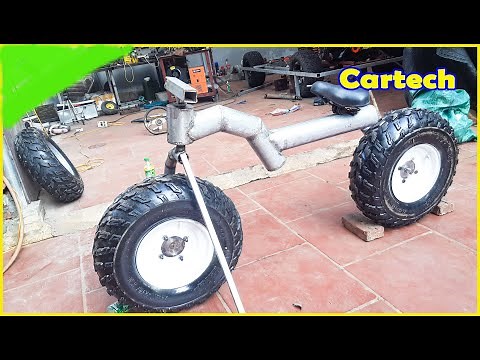 Homemade super giant 2 wheeler bike Part 1: Building the frame from 2 wheels