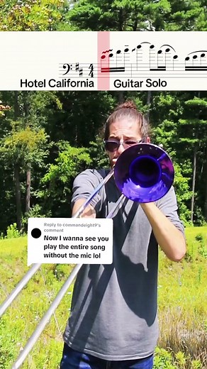 Replying to @commandeight9 Better acoustic or with distortion??? #hotelcalifornia #eagles #guitarbone #trombone