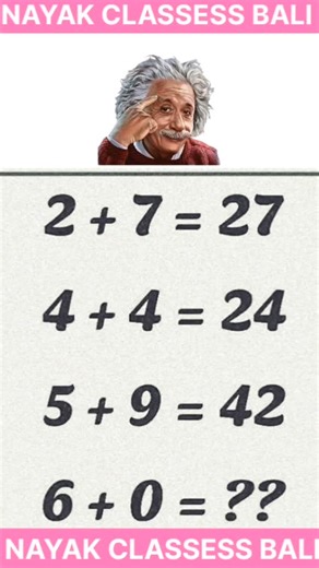GAREEB SCIENTISTS 2023 on Instagram: "🤯🔥 Viral Math Puzzle Challenge 🔥🤯 2+7=27 4+4=24 5+9=42 6+0 = ?? 😱🧠 Only Genius can solve this 💯 Comment your answer BELOW 👇😎💥 Answer in next reel 🫣✨ Guess fast! ⚡ #mathpuzzle #mathchallenge #reelsviral #trendingreels #brainchallenge #mindgame #puzzletime #geniuscheck #reelsinstagram #reelsindia #viralpuzzle #studygram #mathwithfun #nayakclasses #boostreels #viralvideo"