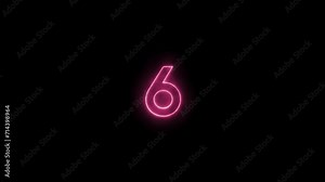 Top 10 neon countdown timer. Countdown from ten to one, glowing pink neon numbers on black background. Stock Video