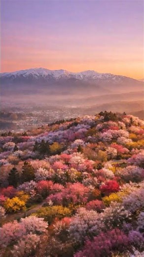 【AI生成】魔法にかけられた春🌸朝から夜までの絶景タイムラプス。桃源郷・花見山公園。