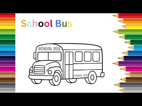 How to Draw and Color School Bus for kids with easy steps 🌈🚍