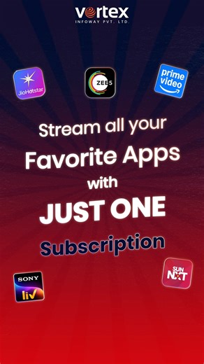 Vortex Infoway Pvt. Ltd. on Instagram: "One connection. Endless entertainment. 🎬✨ Stream all your favourite apps with just one subscription, only on Vortex Fiber. [high-speed internet, fiber connection, OTT streaming, unlimited entertainment, fast broadband, seamless streaming] #HighSpeedInternet #FiberBroadband #VortexFiber #OTTStreaming #UnlimitedEntertainment"