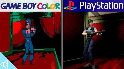 《生化危机1》GBC（未发售）vs PS1 - 并排对比 | 来源：NeoGamer - The Video Game Archive