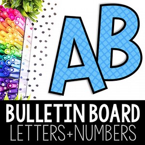 Printable Bulletin Board Letters & Numbers (Light Blue Quatrefoil)