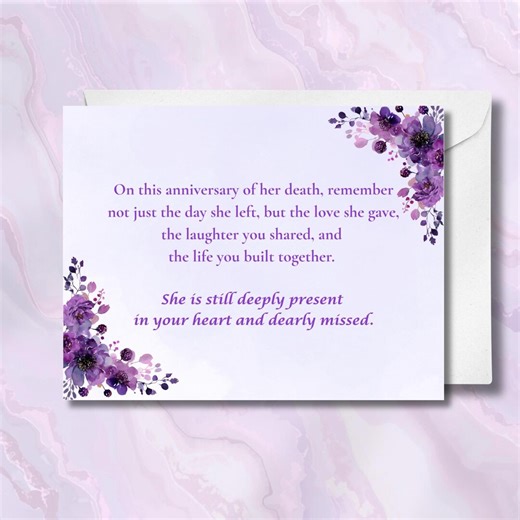 Anniversary of Death Sympathy, Remembrance, & Memorial Card| 5.5 X 4.25" | Blank Inside | Envelope - Etsy