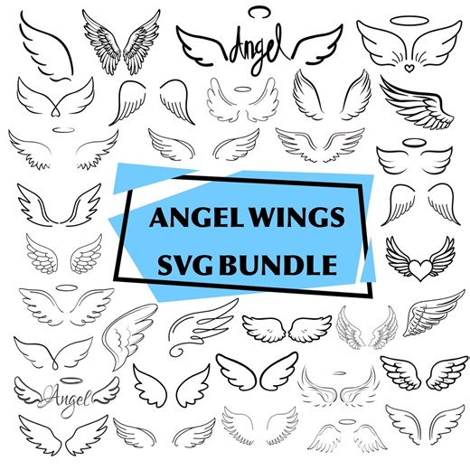 Angel Wings SVG Bundle: Wings Clip Art, outline Silhouette (digital Download) - Etsy