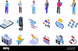 Messaging network icons set. Isometric set of messaging network vector icons for web design isolated on white background Stock Vector Image & Art - Alamy
