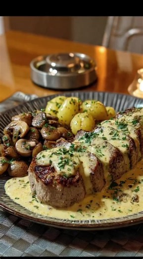 Filet mignon de porc aux champignons crémeux #viralvideos #recetterapide #fypシ゚ #recettetiktok #filetmignon