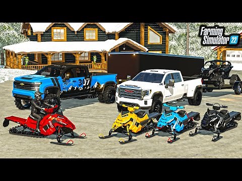 SNOWMOBILING TRIP WITH "THE BOYS!" (LIFTED TRUCKS + RZR) | FS22