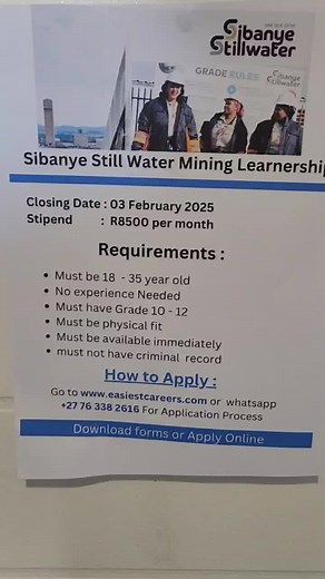 Sibanye Stillwater Mining Learnership Programme 2025