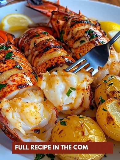 51K views · 376 reactions | The ultimate luxury dinner recipe that's rich, buttery, and easy to impress!  Ingredients : 2 lobster tails (6–8 oz each), split and cleaned ¼ cup unsalted butter, melted 2 cloves garlic, minced | Tasty Home Recipes | Facebook