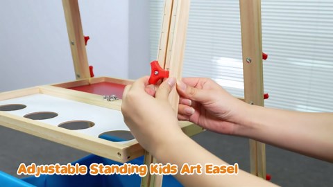 WOSTOO Adjustable Wooden Easel for Kids – Foldable Art Easel with Paper Roll, Magnetic Double-Sided Whiteboard & Chalkboard, 130+ PCS Accessories, Ideal Gift for Toddlers & Children Ages 2-8