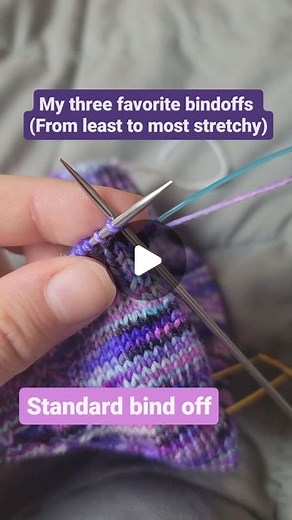 Katie | Knitting & Oils on Instagram: "💜 My three favorite bind offs! 💜 I use standard bind off, suspended bind off, and Icelandic bind off the most. Share this with a friend who needs to see this comparison!"