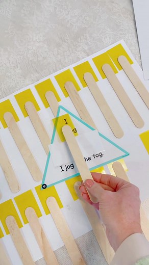 Laminated. Cellophane.👏🎉 These are reading sticks to help children who are early readers. Honestly, this has been genius, even if I do have to say so myself.😉💁‍♀️ I've seen other teachers use plastic counters to do the same thing (and this is an excellent idea as well) BUT I love that laminating the cellophane WORKED and these sticks have that flexibility that makes the reading sticks an excellent resource. l use one at home with my own little one as she develops her reading skills too. Maki