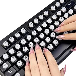 Raised Keyboard Stickers for Long Nails with Letters, Soft Silicone Keyboard Bubbles for Women, Nail Art Typing Keycaps for Desktops (White, 64pcs)