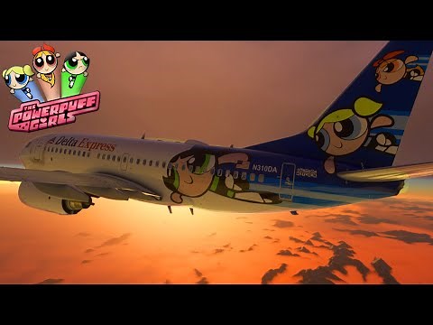 Delta Express Powerpuff Girls - Special Paint Livery Plane PMDG 737 MSFS Gameplay 4K