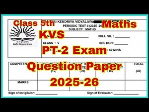 KVS Class 5th Maths PT-2 Exam Sample Paper 2025 With Solutions.