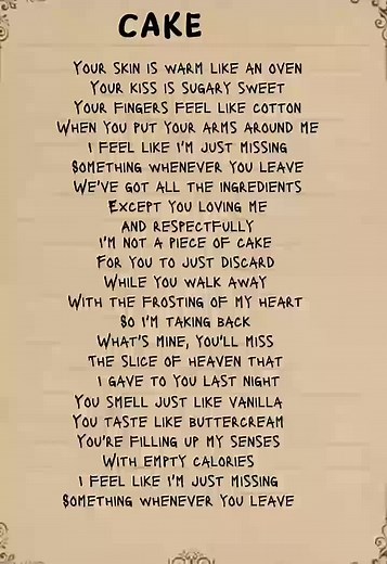 #cake #song #lyrics