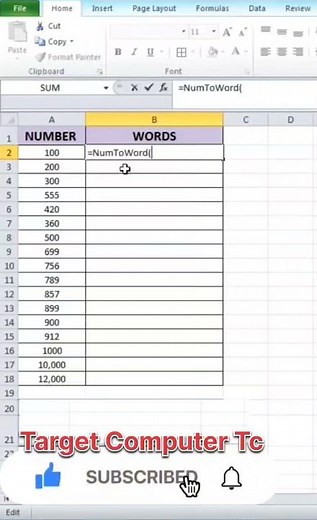 How To Convert Numbers into Words in Microsoft Excel || Shortcuts Key's || Typing Master ||