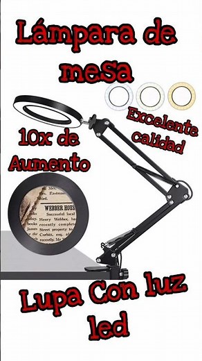 Table lamp with 10x magnifying glass and LED light