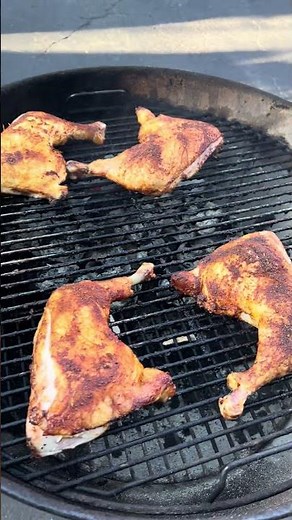 6/9/26 Chicken Leg quarters on Charcoal grill. 350-400 temperature is my guess. Came out great.