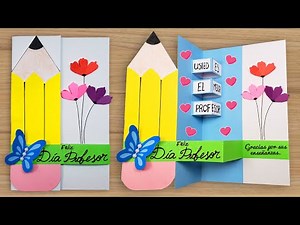 🥰 Hermosa tarjeta pop up para el día del maestro/profesor DIY ✏️ Teacher's Day Pencil card