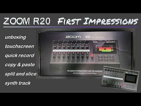 ZOOM R20 Multitrack: unbox, quick record, copy and paste, split tracks, built-in synth track