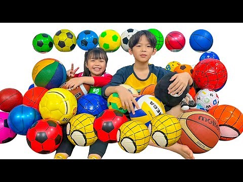 Kids Playing with Balls and Learning Shapes – Sports Ball Stacking Challenge – Creating Fun Shapes!